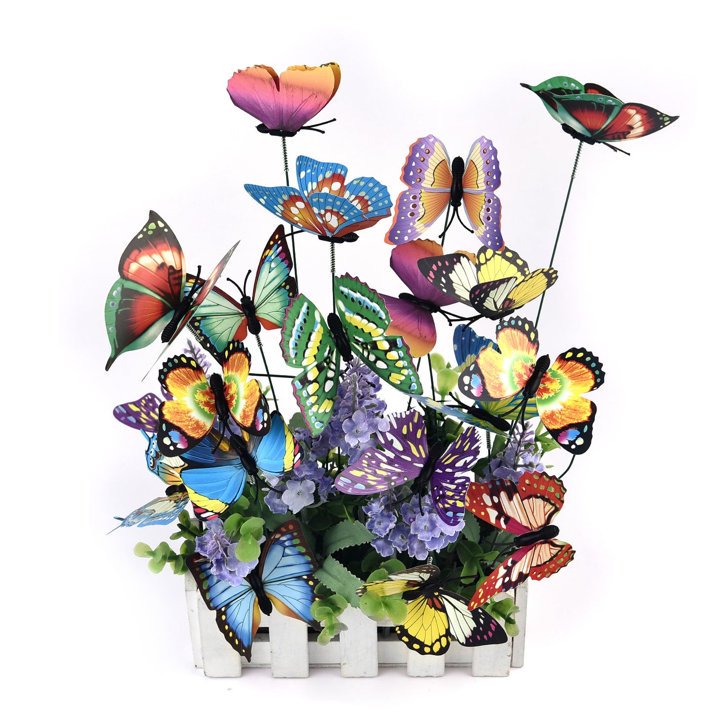 24pcs/set Butterflies Garden Yard Planter Colorful Whimsical Butterfly
